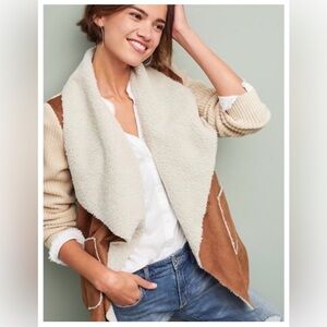 Stylish Tan and Cream Shearling Jacket